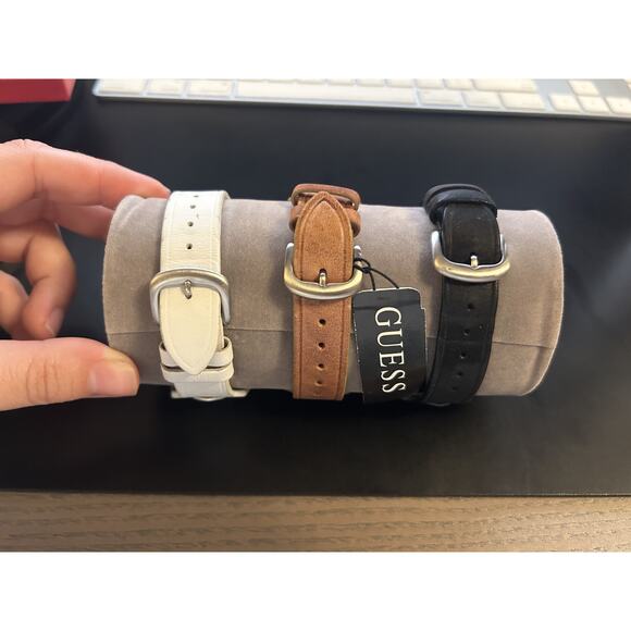 GUESS Y2K Women's Rectangular Analog Interchangeable Leather Cuff Watch *See - Picture 4 of 4